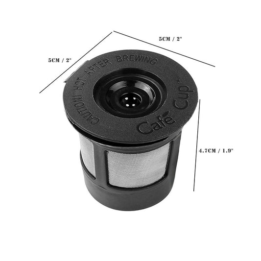 Single reusable K-Cup coffee filter with labeled dimensions—5 cm width, 5 cm length, and 4.7 cm height—shown on a plain background.
